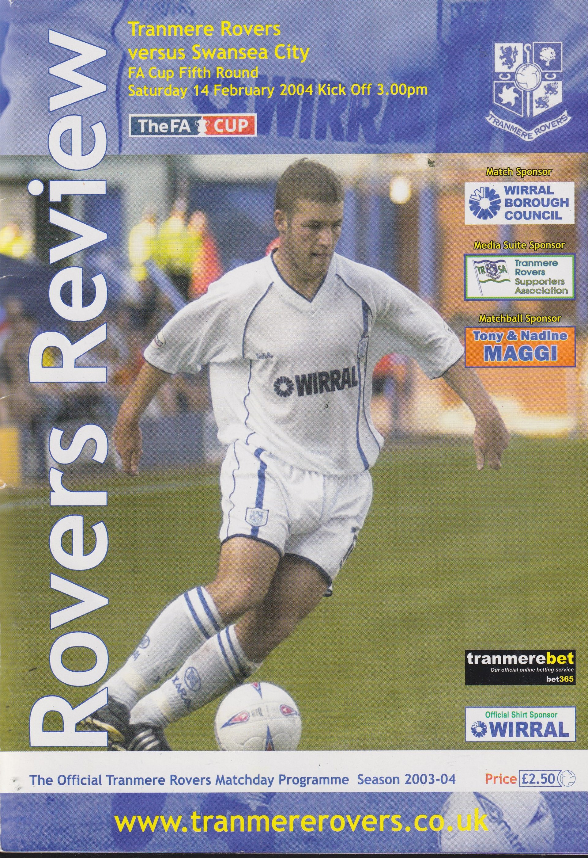 Tranmere Rovers v Swansea City match programme
